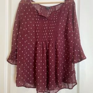 Torrid Maroon 3/4 Sleeve Sheer Blouse - Size 2